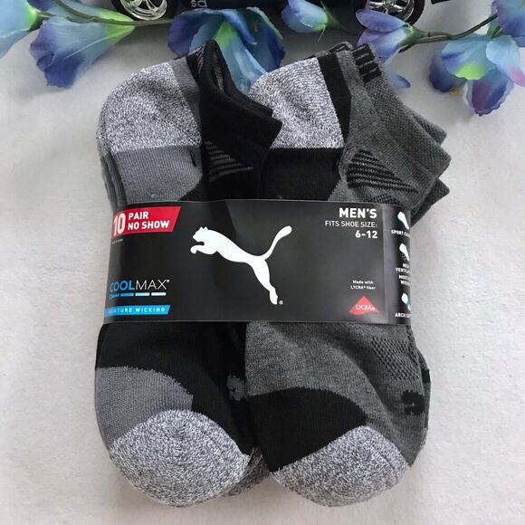 Puma NWT Cool Max 10 Pairs No Show Socks Men 6-12 - Picture 2 of 6